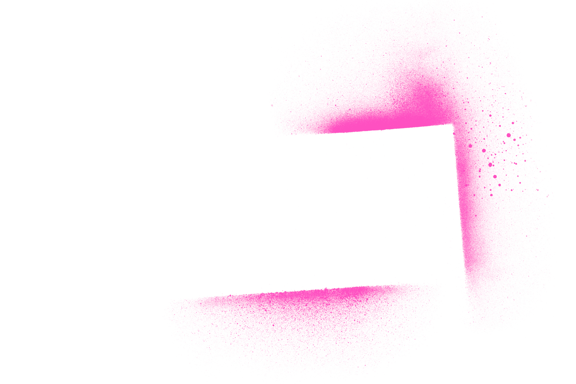 ein gesprühter Fleck mit ausgespartem Rechteck